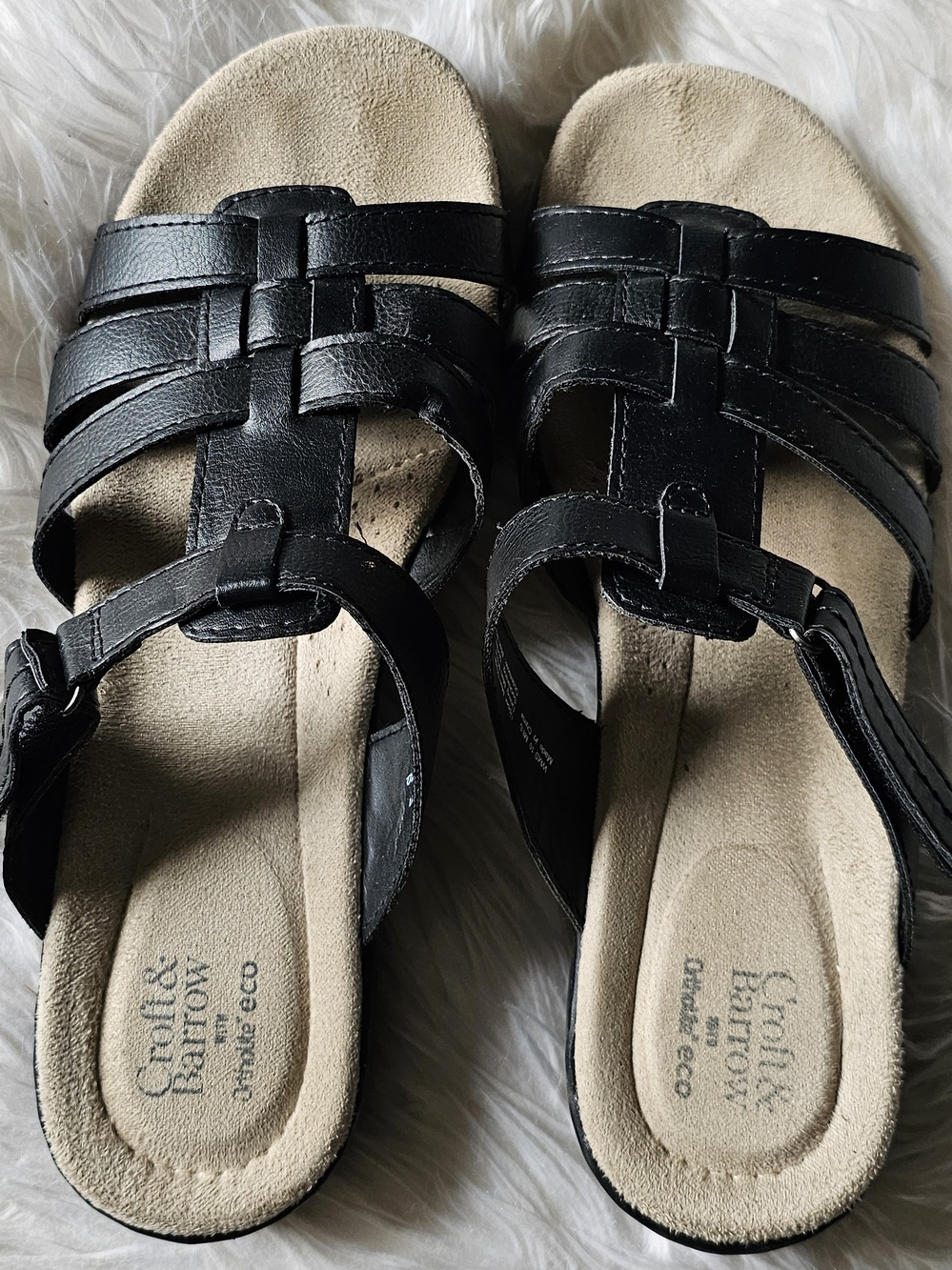 Croft & Barrow Black Leather Weave Slide Sandals